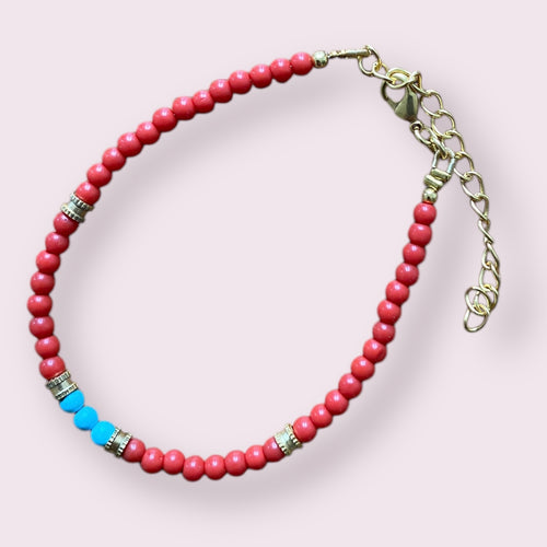 Armbånd chain coral & turquoise