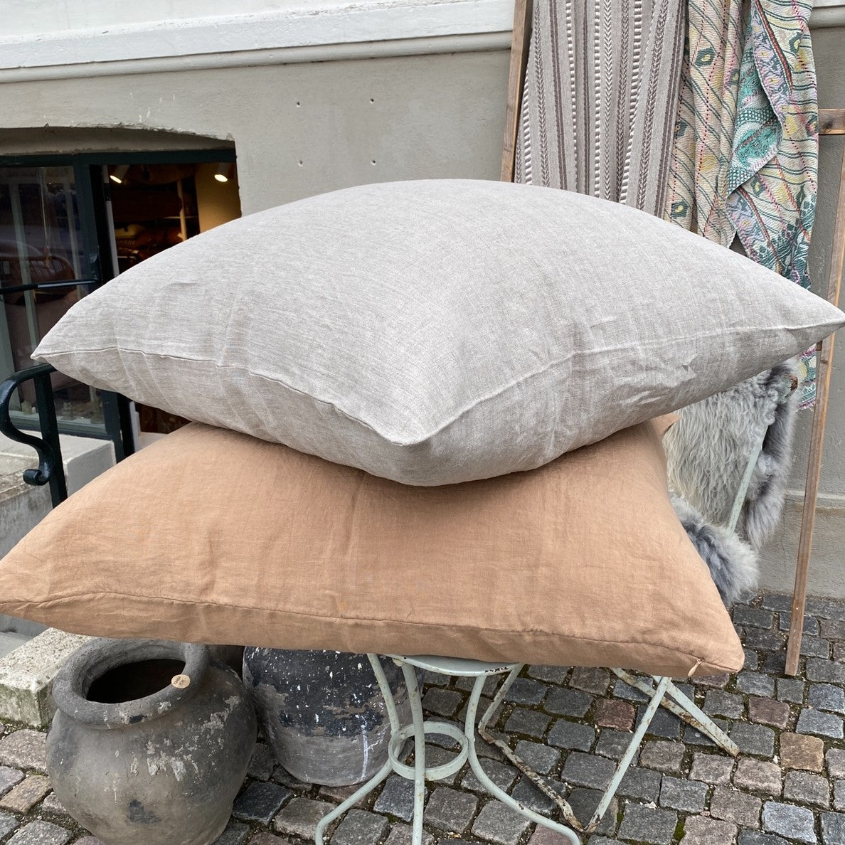 Giga hørpude natur 80 x 80 cm.