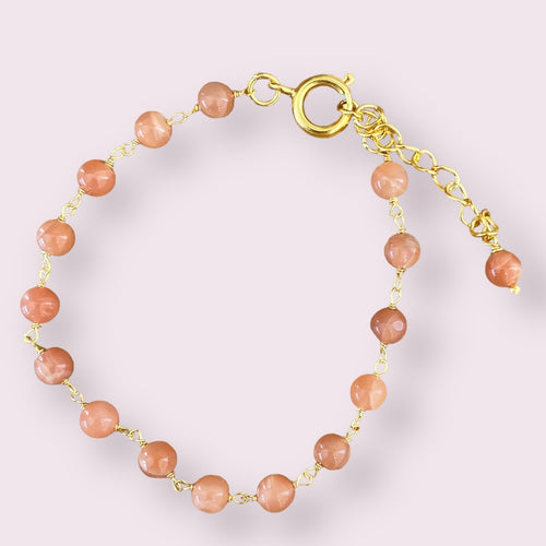 Armbånd chain og peach moonstone