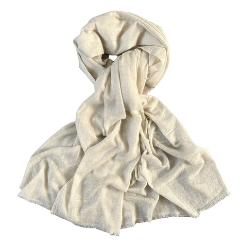 Cashmere & uld pashmina råhvid