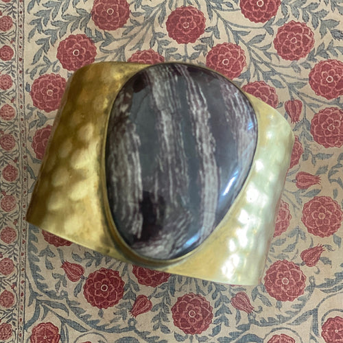 armbånd messing brown jasper