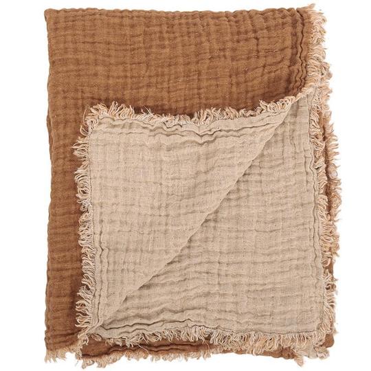 Sengetæppe linned cuir - 2.6 x 2.6 m.