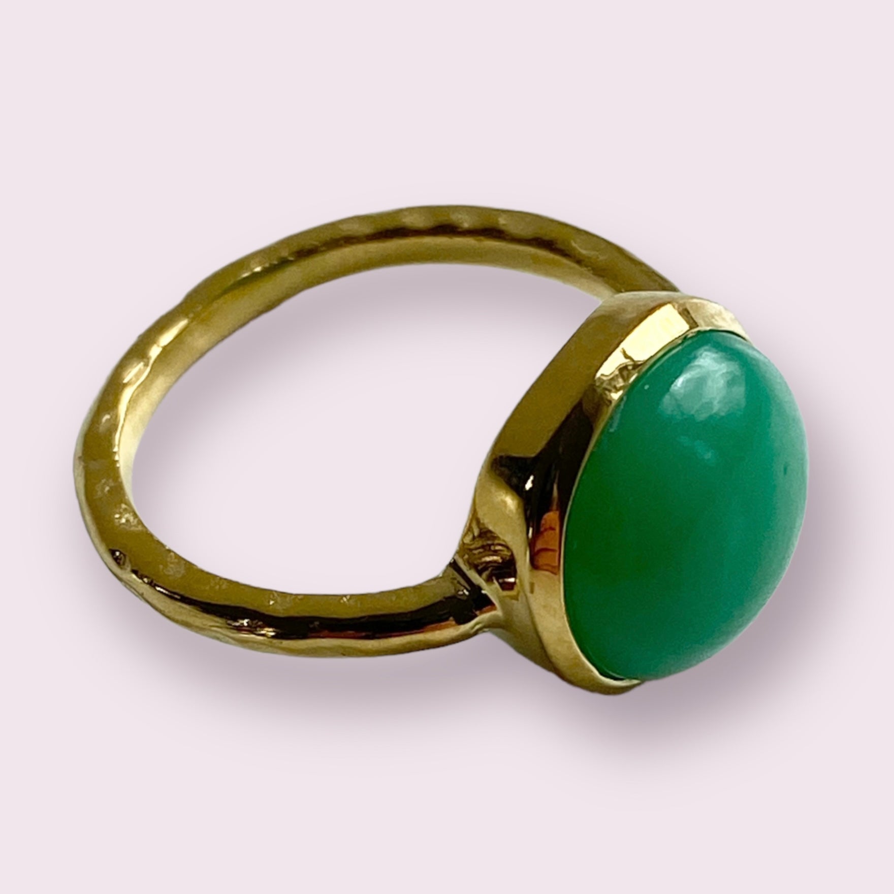 Ring green chryso goldplated - S