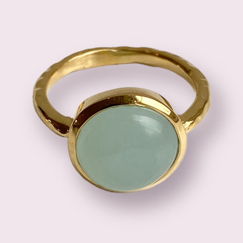 Ring aqua calci goldplated - S