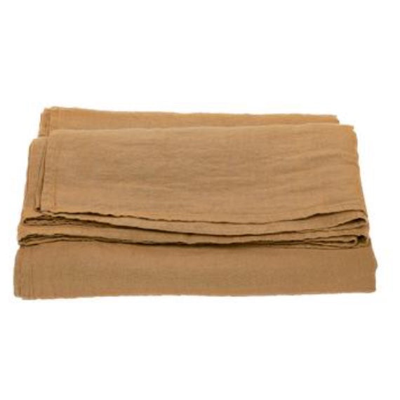 Sengetæppe hør sennep - 2.8 x 1.8 m.