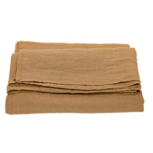 Sengetæppe hør sennep - 2.8 x 1.8 m.