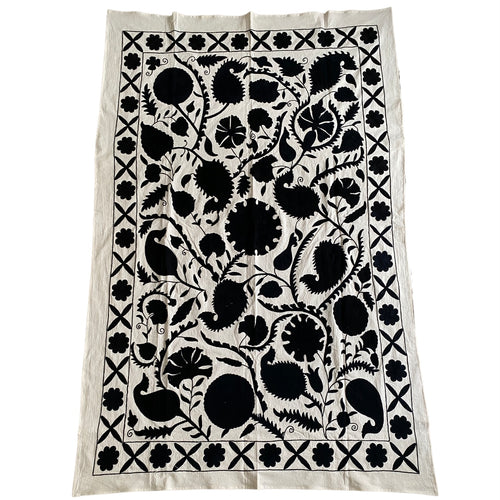 Suzani - throw - black - 2.25 x 1.5