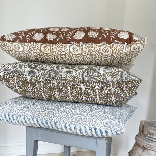 Blokprint bomulds pude 3 stk. mix & match