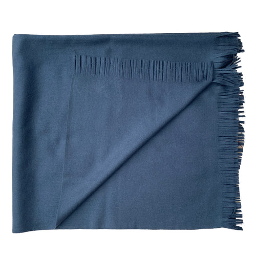 Uldplaid i merino - Dusty Blue