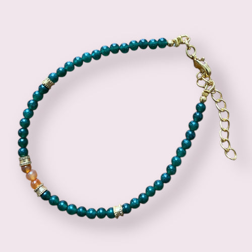 Armbånd chain Grøn jade & carnelian