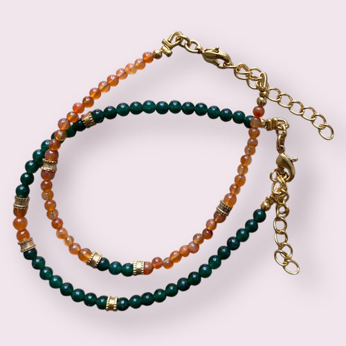 Armbånd two pieces carnelian & grøn jade