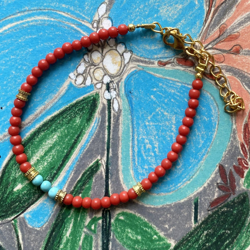 Bracelet Koral & turkis