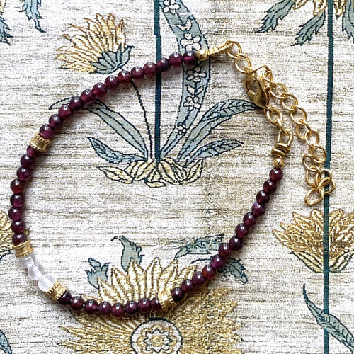 Bracelet Granat og rosenkvarts