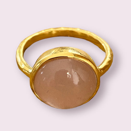 Ring peach moonstone goldplated - S
