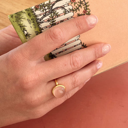 Ring peach moonstone goldplated - S