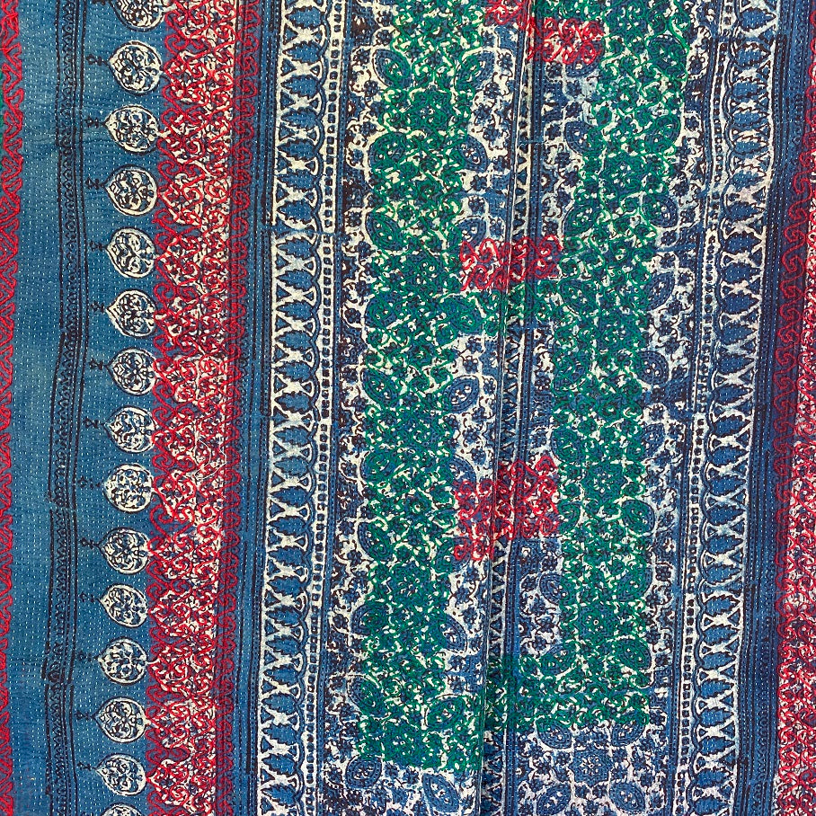 Kantha Quilt - indigo sari - 2.4 x 1.8 M. No 277