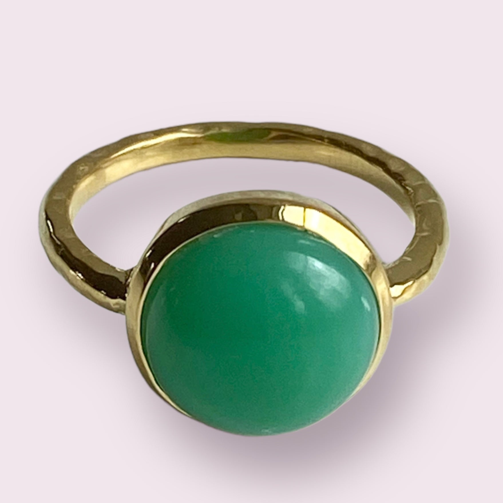 Ring green chryso goldplated - M