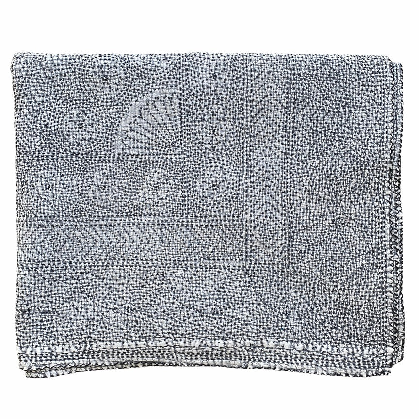 Kantha quilt grå-hvid 2.6 x 2.2 m.